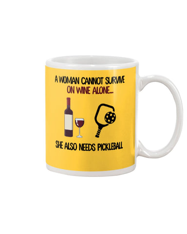 A Woman Need Wine And Pickball Limited Classic T- Shirt - Guys V-Neck - Mug