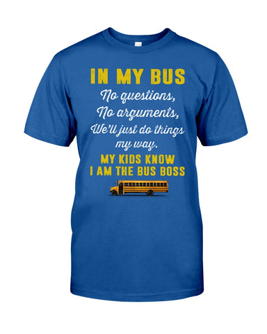 In My Bus I'm The Bus Boss Tote Bag - Guys Tee - Basketweave Tote Bag