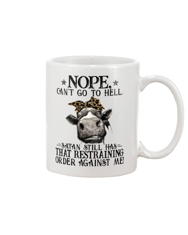 Cow- Nope Can't Go To Hell Limited Classic T- Shirt - Mug