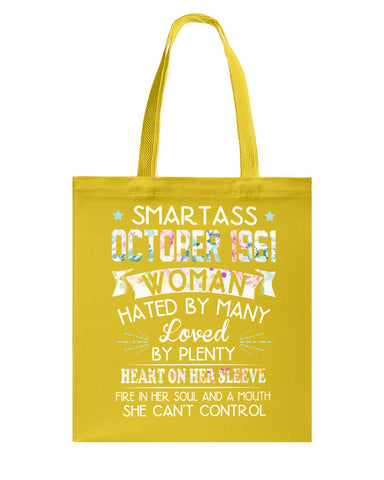 Smartass October 1961 Classic T-Shirt - Guys Tee - Basketweave Tote Bag