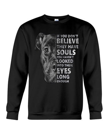 Look Into Pitbull's Eye T-Shirt - Guys Tee - Sweatshirt