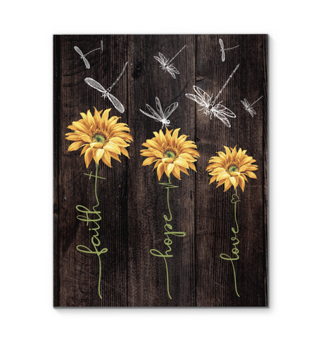 Faith Hope Love Sunflower Vertical Canvas