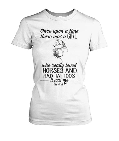 Girl Loves Horses And Had Tatoos Limited Classic T- Shirt - Hoodie - Ladies Tee