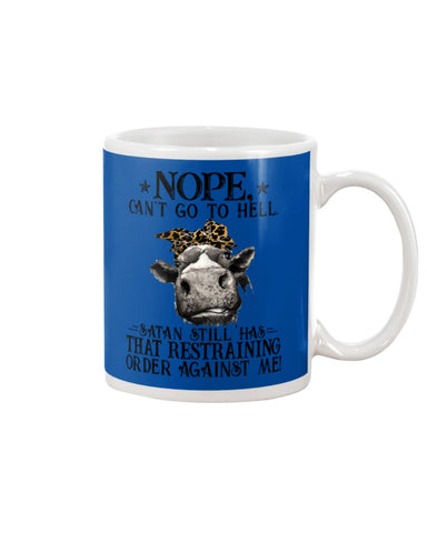 Cow- Nope Can't Go To Hell Limited Classic T- Shirt - Mug