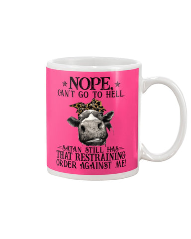 Cow- Nope Can't Go To Hell Limited Classic T- Shirt - Mug