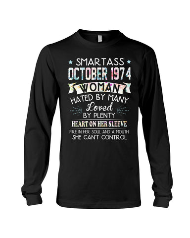 Smartass October 1974 Classic T-Shirt - Guys V-Neck - Unisex Long Sleeve