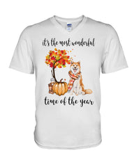 Akita The Most Wonderful Time Of Year T-Shirt - Guys V-Neck - Unisex Long Sleeve