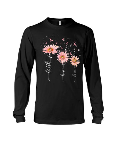 Breast Cancer - Color Drop Flower T-Shirt - Ladies Tee - Unisex Long Sleeve