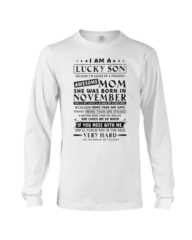 Lucky Son Of A November Awesome Mom Limited Classic T- Shirt - Guys V-Neck - Unisex Long Sleeve