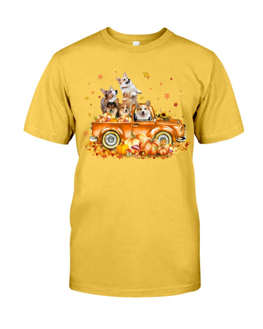 Dogs Reunion On Pumpkin Car T-Shirt - Guys Tee - Unisex Long Sleeve