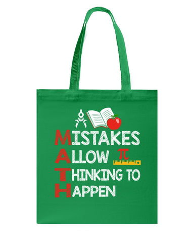 Math Teacher - Mistake Allow Thinking To Happen Classic T-Shirt - Guys V-Neck - Basketweave Tote Bag