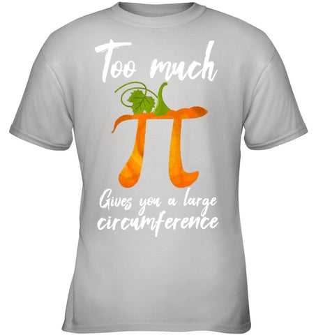 Too Much Pi Gives You A Large Circumference T-Shirt - Youth Tee - Ladies V-Neck