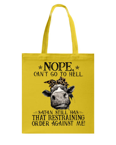 Cow- Nope Can't Go To Hell Limited Classic T- Shirt - Guys V-Neck - Basketweave Tote Bag