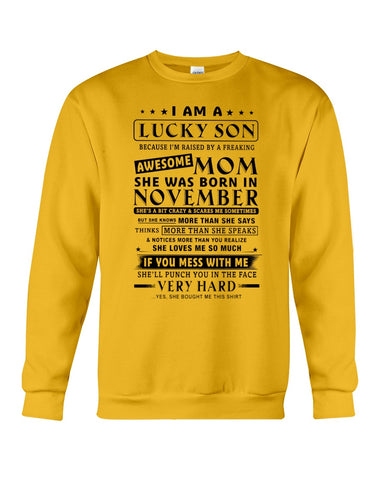 Lucky Son Of A November Awesome Mom Limited Classic T- Shirt - Guys Tee - Sweatshirt