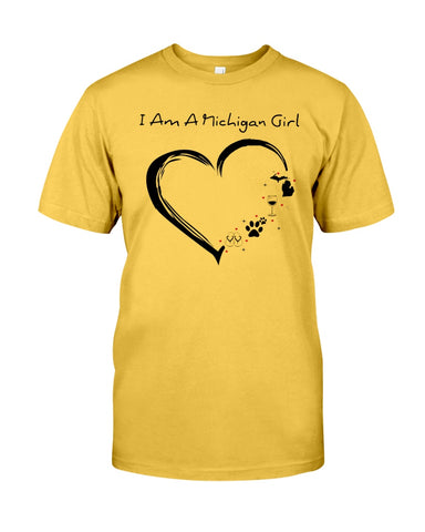 Michigan Girl Heart T-Shirt - Guys Tee - Unisex Long Sleeve