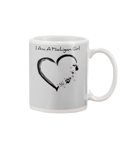 Michigan Girl Heart T-Shirt - Guys V-Neck - Mug