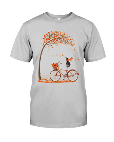 Boston Terrier Dog In Fall Limited Classic T-Shirt - Guys Tee - Unisex Long Sleeve