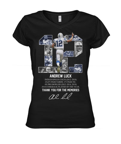 12 Years Of Andrew Luck Limited Classic T- Shirt - Ladies Tee - Ladies V-Neck