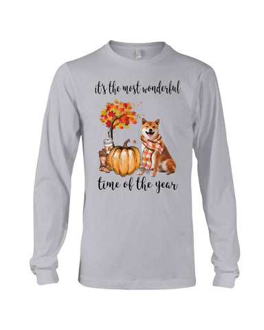 Shiba Inu The Most Wonderful Time T-Shirt - Guys V-Neck - Unisex Long Sleeve