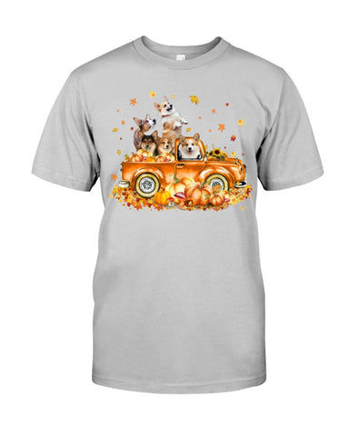 Dogs Reunion On Pumpkin Car T-Shirt - Guys Tee - Unisex Long Sleeve