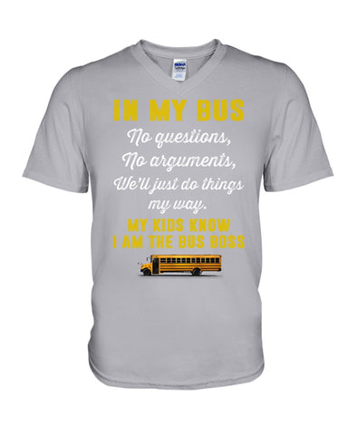 In My Bus I'm The Bus Boss Tote Bag - Ladies Tee - Guys V-Neck