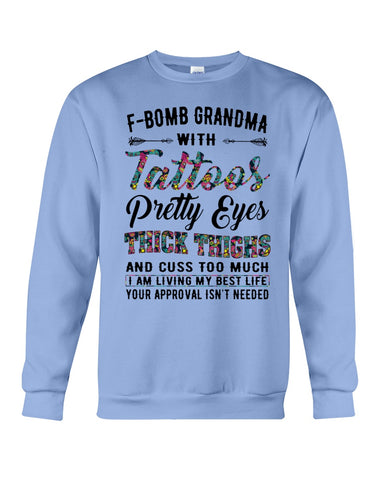 F-Bomb Grandma With Tatoos Pretty Eyes Tote Bag - Sweatshirt - Ladies Flowy Tank