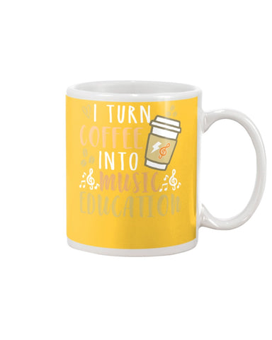 I Turn Coffee Into Music Education T-Shirt - Basketweave Tote Bag - Mug