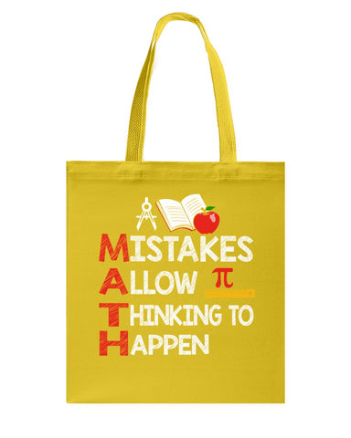 Math Teacher - Mistake Allow Thinking To Happen Classic T-Shirt - Guys V-Neck - Basketweave Tote Bag