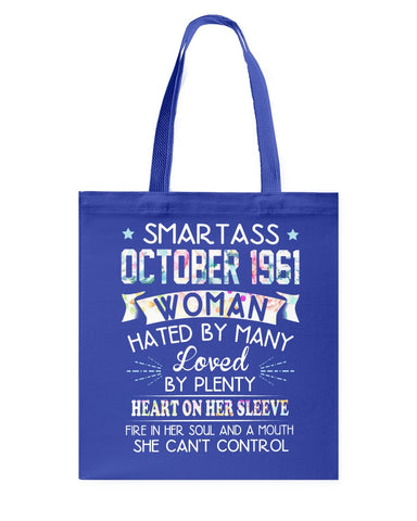 Smartass October 1961 Classic T-Shirt - Guys Tee - Basketweave Tote Bag