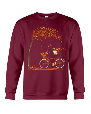 Lovely Pug In Fall T-Shirt - Sweatshirt - Ladies Flowy Tank