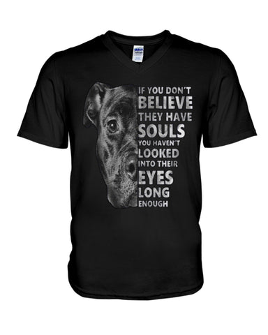 Look Into Pitbull's Eye T-Shirt - Ladies Tee - Guys V-Neck