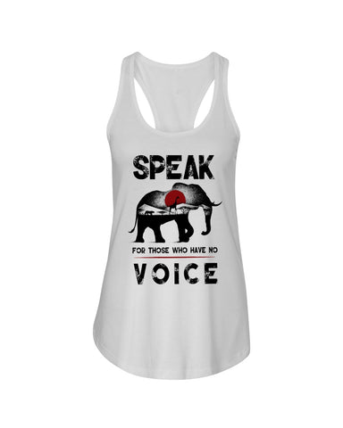 Elephant Speakfor Those Who Have No Voice T-Shirt - Unisex Tank Top - Ladies Flowy Tank