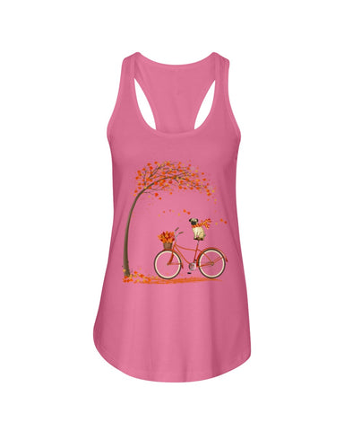 Lovely Pug In Fall T-Shirt - Sweatshirt - Ladies Flowy Tank