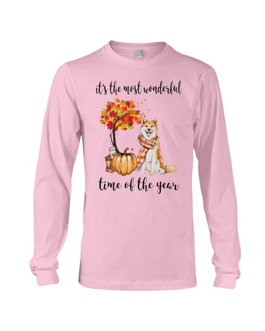 Akita The Most Wonderful Time Of Year T-Shirt - Guys V-Neck - Unisex Long Sleeve