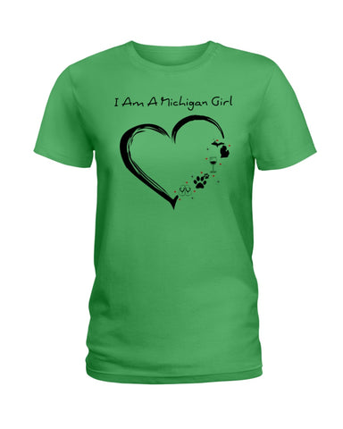 Michigan Girl Heart T-Shirt - Hoodie - Ladies Tee