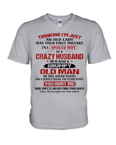 A Wife Of A Grumpy Husband Limited Classic T-Shirt - Hoodie - Guys V-Neck