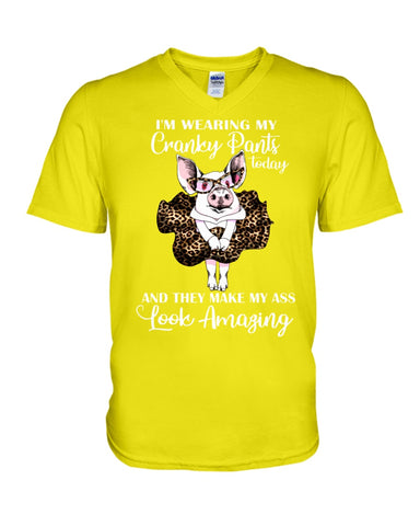Cranky Pants Make My Ass Look Amazing Today T-Shirt - Guys V-Neck - Basketweave Tote Bag