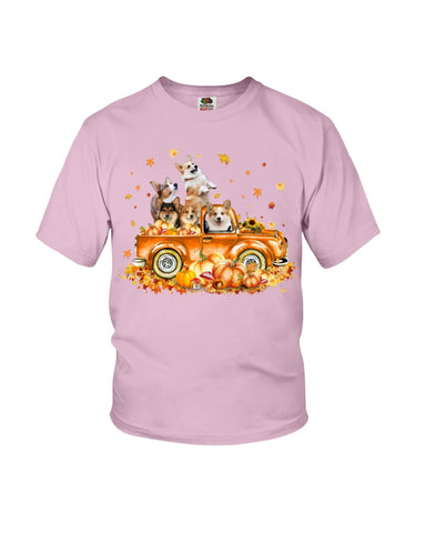 Dogs Reunion On Pumpkin Car T-Shirt - Ladies Flowy Tank - Youth Tee