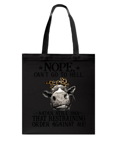 Cow- Nope Can't Go To Hell Limited Classic T- Shirt - Guys V-Neck - Basketweave Tote Bag