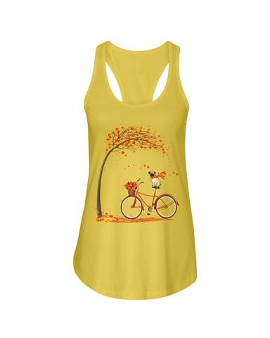 Lovely Pug In Fall T-Shirt - Sweatshirt - Ladies Flowy Tank