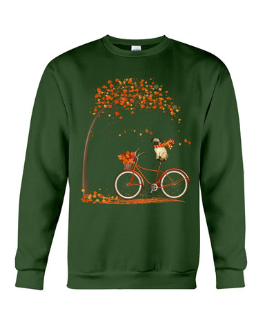 Lovely Pug In Fall T-Shirt - Sweatshirt - Ladies Flowy Tank