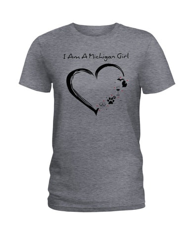 Michigan Girl Heart T-Shirt - Hoodie - Ladies Tee