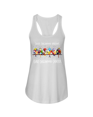 Save Childhood Dreams Cure Childhood Cancer T-Shirt - Ladies Flowy Tank - Youth Tee